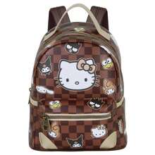 Hello Kitty Safta 和朋友們書包，25x22x15 厘米，兒童款，主隔層和前置拉鍊口袋，頂部提手，棕色格子圖案 - 選項 11 - 查看 3
