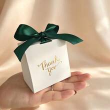 50PCS White Thank You Gift Boxes With Satin Ribbon Decoration, Wedding, Party, Holiday Elegant Packaging, Wedding Candy Boxes, Holiday Decoration, Premium Paper, Christmas Choice DIY Gift Boxes - View 8