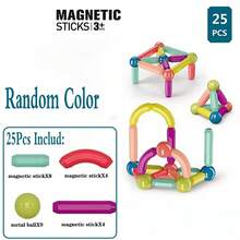 Magnetic Balls And Sticks Building Set For Kids, Colorful Magnetic Building Blocks, STEM Construction And Sensory Toy, Multiple Piece Options, Ages 3+, Suitable For Back-To-School Season, Travel, Classroom Rewards, Birthday Gifts.Random Colors - Multicolor - View 13