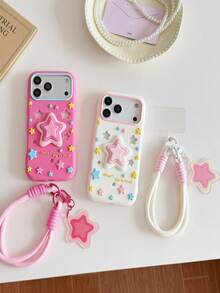 Lolla 1pc Hollow Star Design Anti-Drop Phone Case Compatible With IPhone 16/16Pro/16Promax/17/17Pro/17Promax - Multicolor - View 2