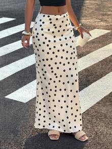 Elegante gonna lunga a pois alla francese per donna, colore bianco, primavera - Bianco - Visualizzare 3