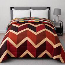 VENECIA Reversible Comforter In Full/Queen Size (200x220cm). Variety Of Colors And Designs. Maximum Softness. - Orange - View 1