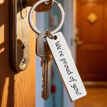 1pc Emotional Gift, Stainless Steel Keychain, For Friends And Family - A - View 6