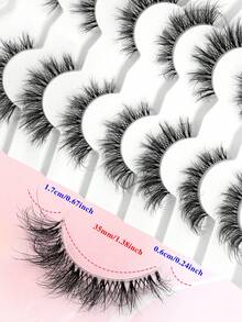ENCHUW 7 Pairs False Eyelashes Fluffy Wispy Natural Look Fake Eyelashes C Curl Strip 3D Layered Lashes With Clear Band Suitable For Parties - Black - View 2