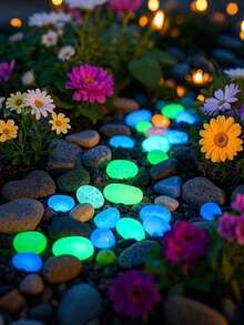 1000pcs Colorful Glowing Plastic Stones, Suitable For Garden, Aquarium, Wedding, Pathway Lighting, Night Decoration, Potted Plants, Pond, Pathway, Outdoor Glowing Stones, Garden Decoration, Garden Accessories (Random Color) - Colorful Glowing Pebbles - View 7