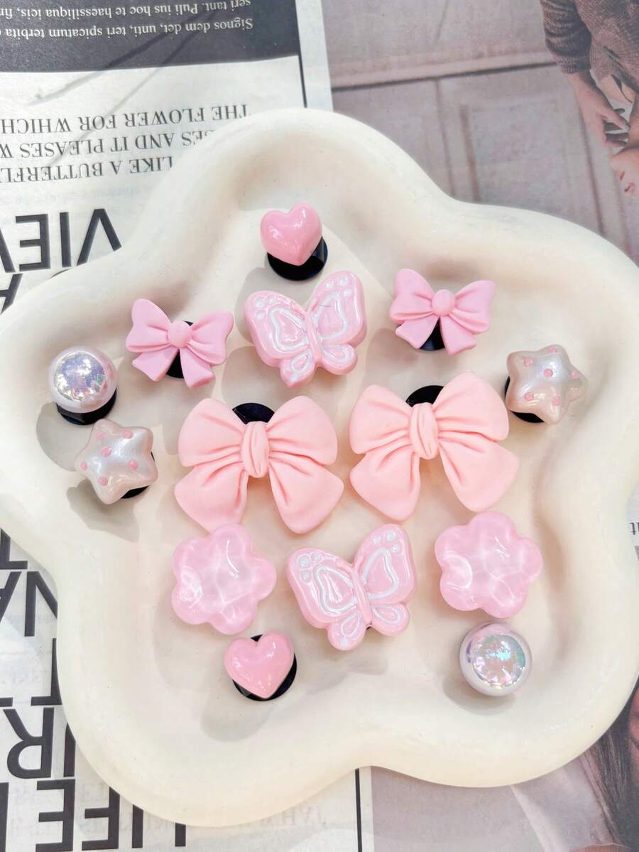 14pcs Cute Heart ABS Plastic (ABS Resin) No Shoes Outdoor All Season - Pink - View 1