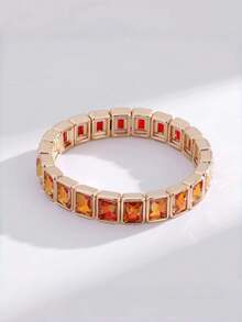 1pc Dopamine Colorful Square Rhinestone Bracelet, Valentine's Day, Sweet Punk Style For Girls - Multicolor - View 13