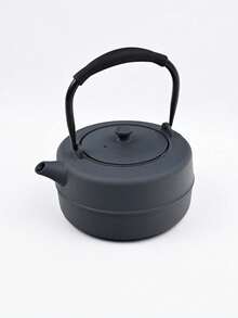 A Japanese-Style Cast Iron Teapot, Suitable For Brewing Tea Over A Fireplace, Perfect For Home Use As A Tea Set. It Features An Open Flame And A Handle, And Comes In Various Textured Designs. Sizes Range From 780-1200ml. - Striped Black Iron Kettle (1000ml) - View 2