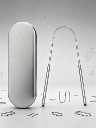1pc Stainless Steel Toothbrush Tongue Scraper Adult Oral Hygiene Tool, U-Shaped Design To Remove Bad Breath, Suitable For Living Room, Bedroom, Travel Supplies, Effective For Orthodontics, Cleans Oral Cavity And Food Residue Between Teeth, Can Be Used With Toothbrush For Perfect Oral Cleaning