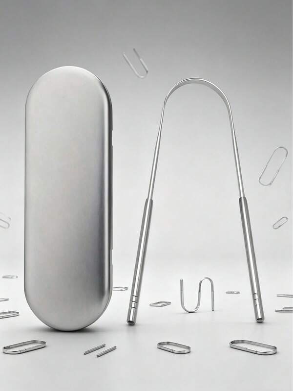 1pc Stainless Steel Toothbrush Tongue Scraper Adult Oral Hygiene Tool, U-Shaped Design To Remove Bad Breath, Suitable For Living Room, Bedroom, Travel Supplies, Effective For Orthodontics, Cleans Oral Cavity And Food Residue Between Teeth, Can Be Used With Toothbrush For Perfect Oral Cleaning