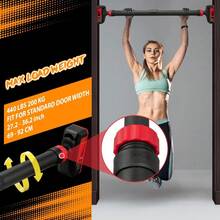 CuisinSmart Adjustable Pull Up Bar For Home Gym, Heavy Duty No-Screw Installation Pullup Bar With Level Bubble & 6-Gear Safety Lock, Non-Slip Steel Chin Up Bar For Strength Training - Bull Head - View 3