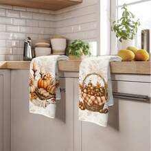 2PCS Kitchen Towels Autumn Vintage Bread Pumpkin Acorn Print 40*60cm Rectangular Microfiber Kitchen Towels, Dish Cloths, Tablecloths, Hand Towels, Kitchen Decor, Home Decor, Housewarming Gifts For Neighbors, Perfect For Kitchen And Bathroom Use, Suitable For Housewives And Family Gatherings, High Cost-Performance, Household Essential - Multicolor - View 10