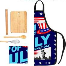 Patriotic Kitchen Apron, Featuring Uncle Sam, Perfect For Independence Day Celebrations, With Stars And Stripes Pattern, Suitable For Men And Women - Multicolor - View 6