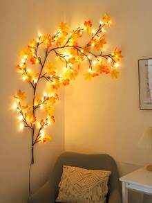 1pc 96 LED Maple Vine Fairy Lights, USB Powered, 8 Lighting Modes, Flexible Maple Leaf String Lights, Autumn Indoor Decoration, Suitable For Living Room And Bedroom, Halloween Party Atmosphere Light - Maple Leaf - View 6