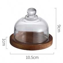 1pc/4pcs Mini Dessert Serving Tray Platter With Glass Dome, Wooden Cake Stand Display - Mini Cake Plates - View 11