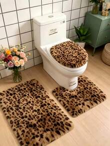 1pc/2pcs/3pcs Leopard Print Bath Mat, Bathroom Rug, Door Mat, Small Rug, Carpet, Floor Mat, Home Decor, Area Rug, Outdoor Mat, Home Decor, Area Carpet, Bedroom Rug, Washable Rug - Multicolor - View 1