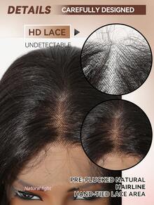 Topshe Peruca Bob Curta Preta Natural 13x6 Lace Front Cabelo Liso HD Lace Front Peruca Bob Cabelo Liso Brasileiro para Mulheres Peruca Lace Front Transparente Sem Cola com Baby Hair Repartição Aleatória, Halloween - Multicolorido - Visão 4