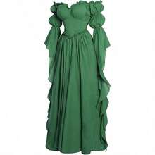 Nuevo vestido de corte medieval, estilo retro, vestido largo para actuaciones en escenarios europeos y americanos. - Verde - Ver 13