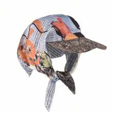1pc Vintage Star Print Headscarf Hat For Men And Women,  Summer, Provides Sun Protection And Face Coverage, Hip-Hop Style Cap, Vacation And Travel - 星空-黑色 - 查看 8