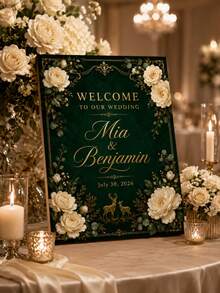 Customized Wedding Welcome Sign, Customized Plaque, Wedding Plaque, Personalized Plaque, Personalized Welcome Sign, Party Gift, DIY Party Entrance Sign, Upload Your Photo, Suitable For Birthday, Retirement, Wedding Party And Home Decor, Photo Welcome Sign - Multicolor - View 4