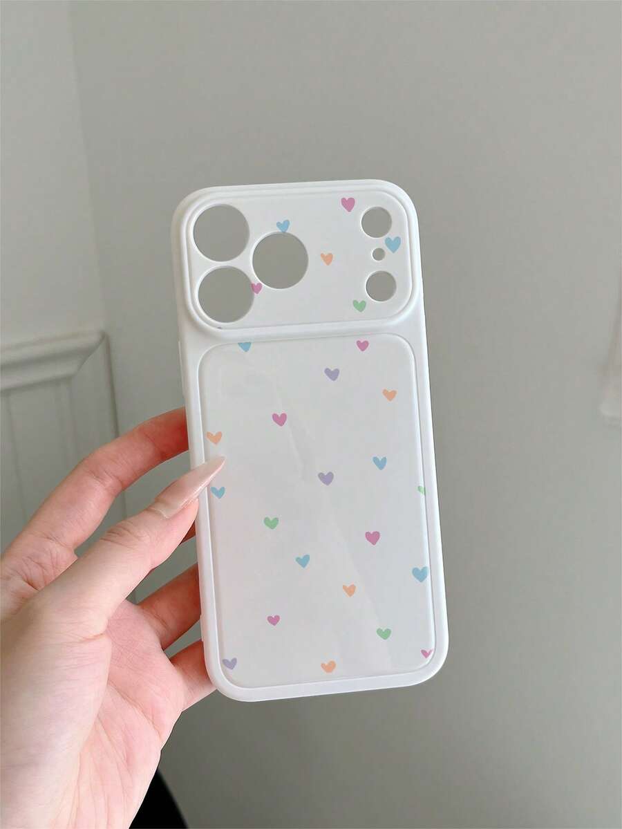 1 pieza Funda de teléfono suave de TPU blanca con ventana grande anti-caída, impresa con UV con patrón de corazones coloridos, compatible con iPhone 11/11 Pro Max/12/12 Pro/12 Pro Max/13/13 Pro/13 Pro Max/14/14 Pro/14 Pro Max/14 Plus/15/15 Pro/15 Pro Max/15 Plus/16/16 Pro/16 Pro Max/16 Plus/17/17 Pro/17 Pro Max - Multicolor - Ver 1