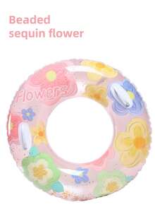1 Stück aufblasbarer Schwimmring mit Pailletten, Blumen- und Fruchtmuster, Glitzer-Poolring für Erwachsene, Junggesellinnenabschied, Strand- und Wasserparty, Sommer-Schwimm-Lounge-Stuhl, Pool-Dekoration und Strandzubehör, ideales Geburtstagsgeschenk für Frauen - Gemischt - Übersicht 17