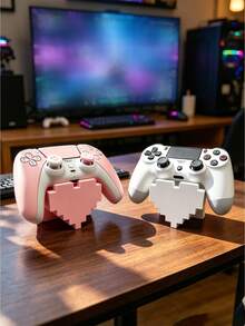 Pixel Heart Game Controller Display Stand, Pink & White Retro Pixel Style Gamepad Holder, Stable Anti-Fall Base, Desktop Decoration Storage Rack, Cute Gaming Room Desktop Decor - Multicolor - View 6