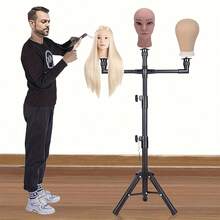 AliLeader Adjustable 3-Way Wig Stand Tripod, Unisex-Adult Multifunctional Mannequin Head Holder, Durable Block For Training Doll Head Display, Halloween - View 2