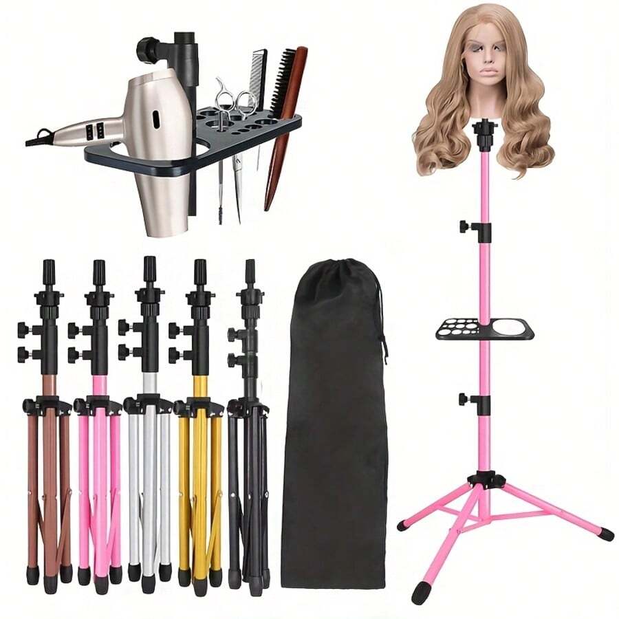 AliLeader Wig Stand Wig Tripod Stand With Tray Wig Mannequin Head Stand For Canvas Block Mannequin Head / Training Doll Head, Halloween
