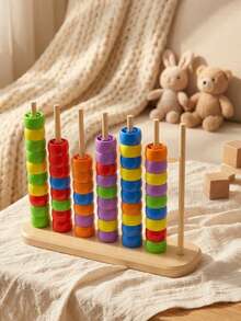 Multicolor Educational Bead Matching Toys, Stacked Color Challenge Puzzle Game, Enhancing Hand-Eye Coordination, Suitable For Family Interaction Game, Parent-Child Interactive Toy, Birthday/Halloween/Christmas Gift For Girls And Boys - Multicolor - View 2