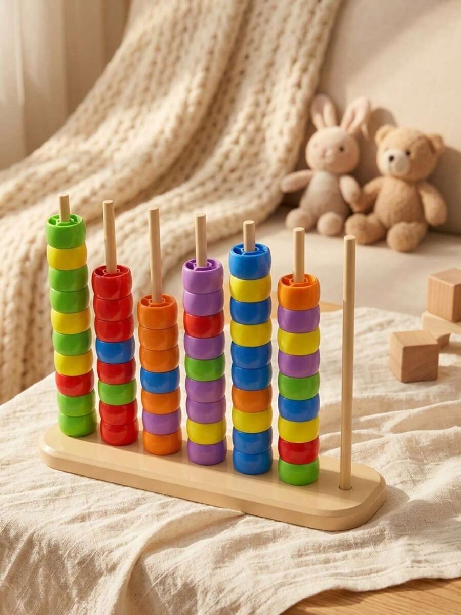 Multicolor Educational Bead Matching Toys, Stacked Color Challenge Puzzle Game, Enhancing Hand-Eye Coordination, Suitable For Family Interaction Game, Parent-Child Interactive Toy, Birthday/Halloween/Christmas Gift For Girls And Boys