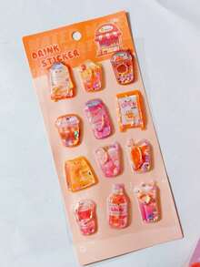 3D Cartoon Three-Dimensional Shaking Water Sticker Water Filling Shaking Music Sequin Sticker - Multicolor - View 12