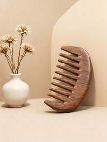 7-Tooth Sandalwood Portable Wide-Tooth Comb, Anti-Static Massage Comb For Curly Hair, Large-Tooth Comb For Home And Travel - Wooden Comb - View 2