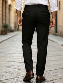 Officeau Men's Black Straight Leg Suit Pants, For Formal Business/Office, Gift For Father/Husband - Black - View 5