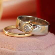 Luxury Stackable Rings - With Cubic Zirconia, Everyday Party Rings - Two-color - View 4