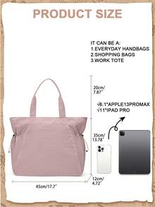 Floless Women's Handbag, Women's Laptop Business Office Bag, 14-Inch Laptop Compartment Shoulder Bag, Top Handle Bag, Casual Handbag, Large Capacity Women's Zipper Shoulder Bag, Shopping Travel Work Crossbody Bag, Eye-Catching Women's Work Bag, Women's Gift - Rusty Rose - View 3