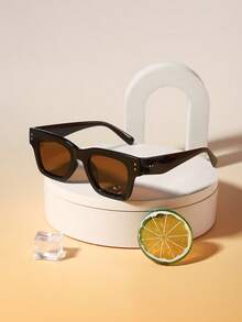 1pc Unisex Kids 6-10 Years Old Classic Casual Square Frame Fashion Glasses, Solid Color PC Frame, Soft Tinted Lenses, Lightweight Style, Suitable For Daily Outdoor Wear, Includes Glasses Case - Multicolor - View 6
