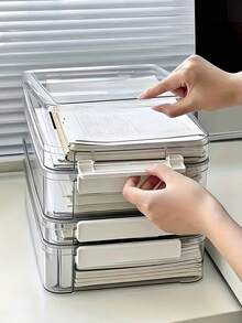 Kotak Penyimpanan File Transparan yang Dapat Ditumpuk - Transparansi Tinggi, Kapasitas Besar, dan Hemat Ruang - Cocok untuk Penggunaan di Kantor, Rumah, atau Sekolah - MultiWarna - View 7