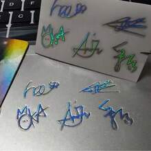 ILLI/T Girl Group MINJU YUNAH Member Holographic Metallic Signature Sticker Gradient Reflective Phone Case Luggage Laptop DIY Decorative Sticker Korean Idol Fan Support Portable Small Merchandise - Multicolor - View 4