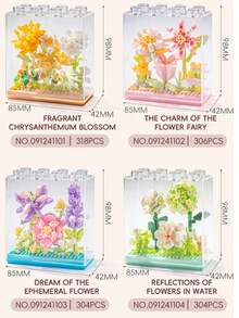 Transparent Building Block Display Cover For Eternal Flowers, Home Decor, Desktop Puzzle Toy Gift - Multicolor - View 8