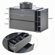 Wall-Mounted Washbasin Unit, 80 Cm Wide, With Ceramic Washbasin, With Drawers, Modern Design, Black And Grey. - 灰色 - 查看 5