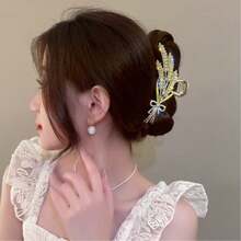 1pc Women's Hair Claw Clip,For High Ponytail And Bun Style,With Butterfly And Rhinestone Decoration,Birthday & Valentine's Day Gif - Wheat Ear Hair Clip - View 4