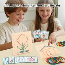 Pegboard Puzzle Tabletop Game – A Toy That Develops Motor Skills, Includes Rubber Bands And Pattern Cards, Allowing Countless Shapes To Be Created On The Board. An Educational Puzzle Toy For Kids, Suitable As A Gift For Boys And Girls Aged 3 And Up - Multicolor - View 3