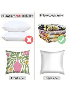 shangxia 4PCS-Ins Macaron Pink & Green Abstract Floral Print Pillow Covers, Minimalist Hand-Painted Vase & Daisy Color-Block Cushion Covers, Fresh Girl Pastoral Atmosphere Soft Decor Essential - (Pillow Insert Not Included) - (Printed) - (No Embroidery) - Multicolor - View 5
