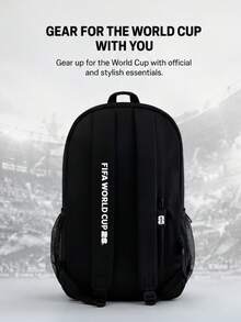 FIFA 2026新款印花背包，輕量時尚，多功能易攜帶，休閒風格，柔軟材質 - 黑色 - 查看 7