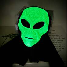 1pc Fashionable Creative Glow-In-The-Dark Mask Head Cover, Halloween Party Costume Scary Alien Mask Head Cover, Horror Mask Glow-In-The-Dark Ghost Face Party Cosplay Prop - Mask - View 7