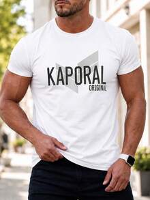 T-shirt da uomo in cotone tinta unita con spalle scese. - Bianco - Visualizzare 1
