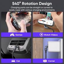 Asus 240W Fast Charging Cable For IPhone 17 Pro Max, With Dual Type-C Connectors, Supports 540° Rotation, Perfect For Gamers. The Connectors Can Be Adjusted To Any Angle, Giving Off A Stylish And Futuristic Vibe. - Black - View 7