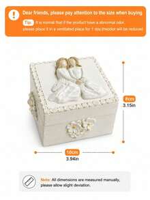 Cream White Friendship Jewelry Box, Vintage Girls Trinket Box With Lid, Cute Ring Earring Necklace Storage Case, Small Vanity Organizer, Coquette Room Decor, Dresser Table Decor, Best Friend Birthday Gift For Women Girls, Pearl Jewelry Holder - A - View 7