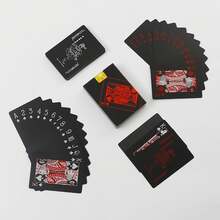 1set-Waterproof Playing Cards, PVC Plastic Playing Cards, 1 Deck Of Playing Cards, Christmas Gift Playing Cards, Halloween Gift, Thanksgiving Gift, Game Gift, High Quality. Creative Personalized Non-Fading Playing Cards Black PVC Waterproof Playing Cards. Party Games And Activity Supplies. - Multicolor - View 6